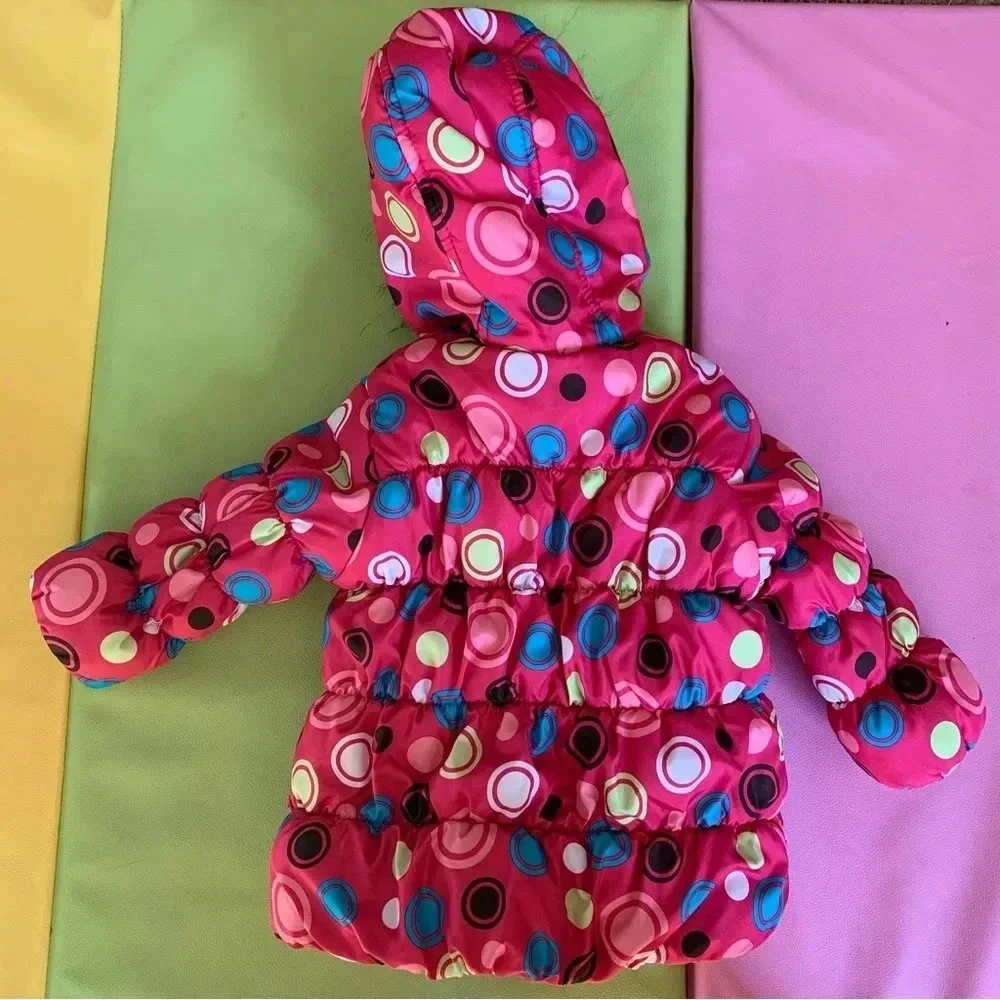 Baby Girls Pink Winter Puffer Coat Jacket Fleece Lined size 12 Months